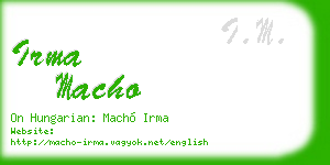 irma macho business card